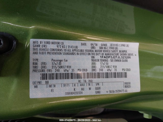 Ford Focus Titanium 2018 1FADP3J27JL323286 Image 9