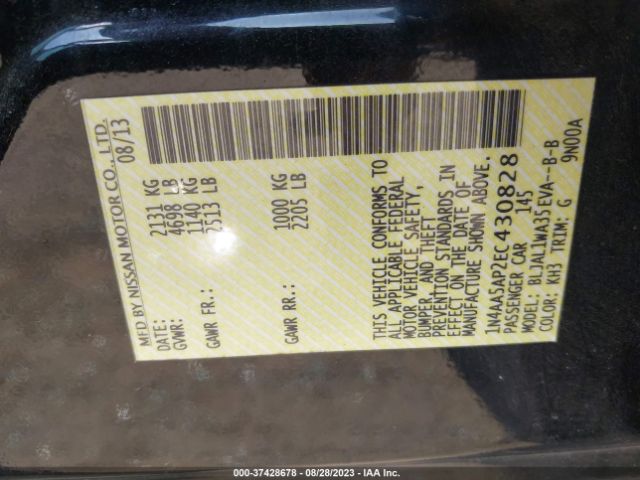 1N4AA5AP2EC430828 Nissan Maxima 3.5 Sv W/sport Pkg