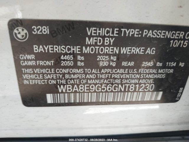 WBA8E9G56GNT81230 BMW 3 Series 328i