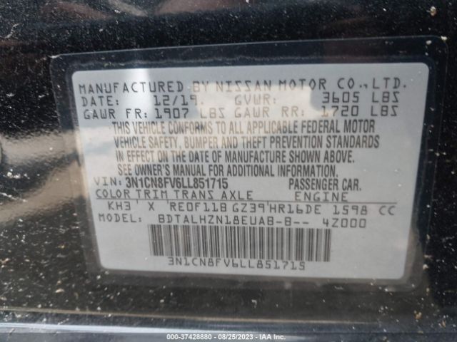 3N1CN8FV6LL851715 Nissan Versa Sr Xtronic Cvt
