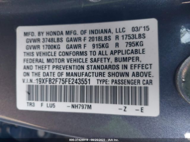 19XFB2F75FE243551 Honda Civic Sedan Se