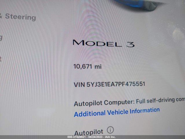 2023 Tesla 3, VIN: 5YJ3E1EA7PF475551