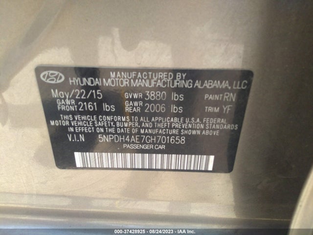 Hyundai ELANTRA SE 2016 5NPDH4AE7GH701658 Image 9