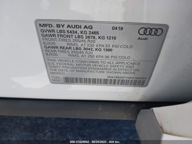 WA1BNAFYXK2106244 Audi Q5 Premium Plus