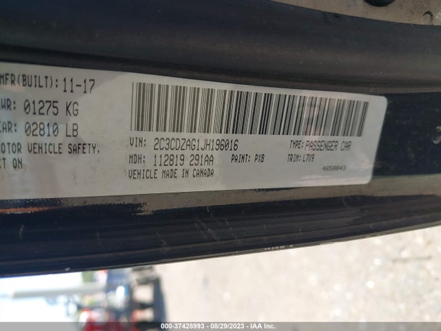 Продаж на аукціоні авто 2018 Dodge Challenger Sxt, vin: 2C3CDZAG1JH196016, номер лоту: 37428993