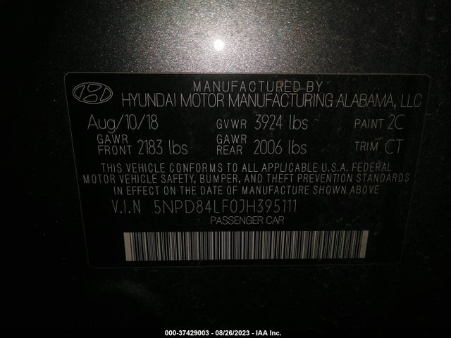Hyundai ELANTRA SEL 2018 5NPD84LF0JH395111 Image 15