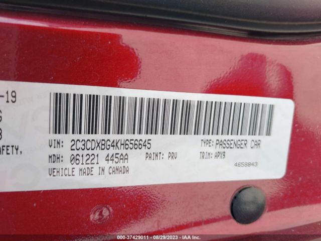 2C3CDXBG4KH656645 Dodge Charger Sxt