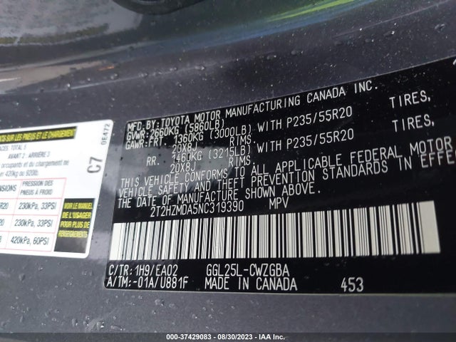 2T2HZMDA5NC319390 Lexus Rx Rx 350