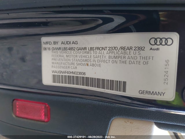 WAUGNAF40HN023936 Audi A4 PREMIUM