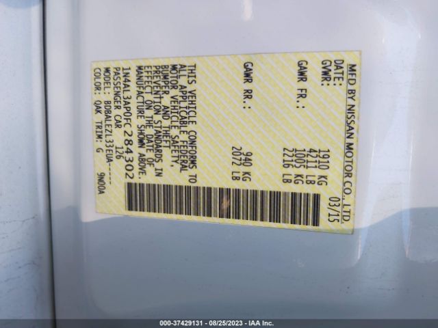 1N4AL3AP0FC284302 Nissan Altima 2.5 S