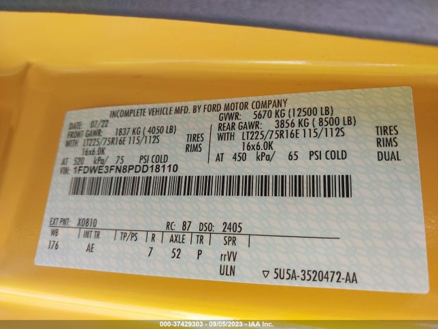 2023 Ford E-Series, VIN: 1FDWE3FN8PDD18110