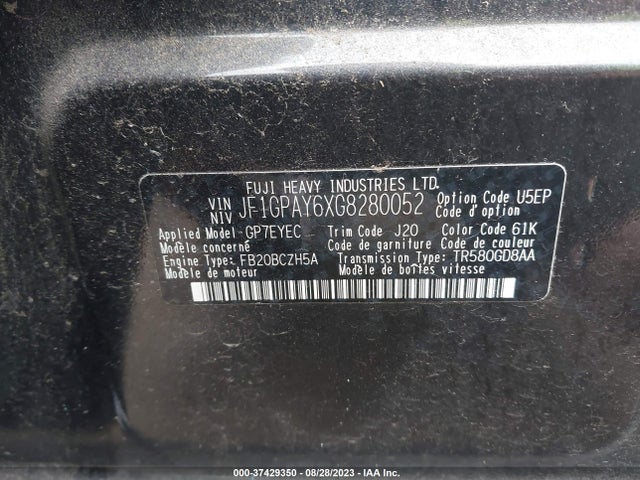 JF1GPAY6XG8280052 Subaru Impreza Wagon 2.0i Sport Limited