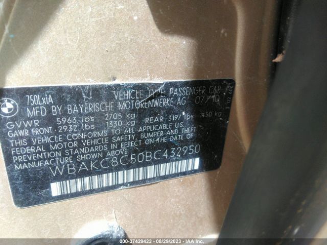 2011 BMW 7 SERIES WBAKC8C50BC432950 Photo 8