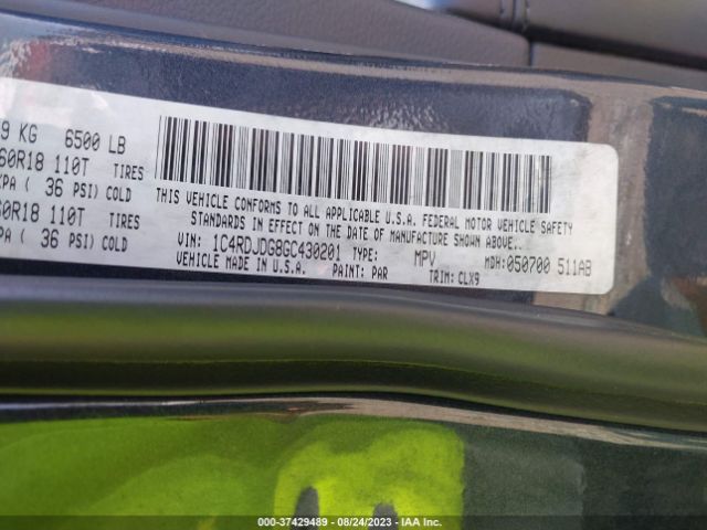 1C4RDJDG8GC430201 Dodge DURANGO LIMITED