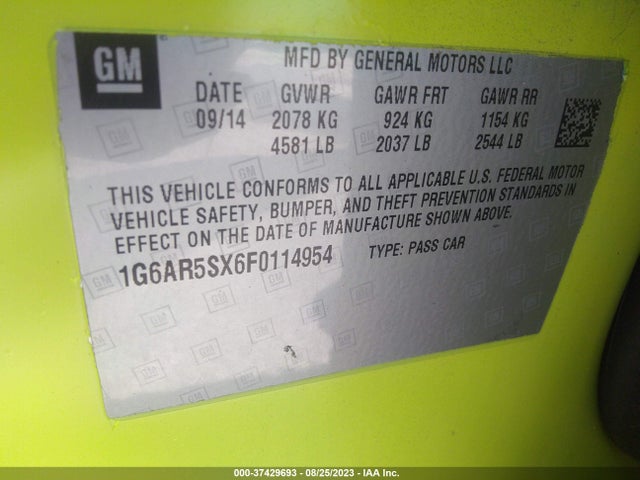 1G6AR5SX6F0114954 Cadillac Cts Sedan Luxury Rwd