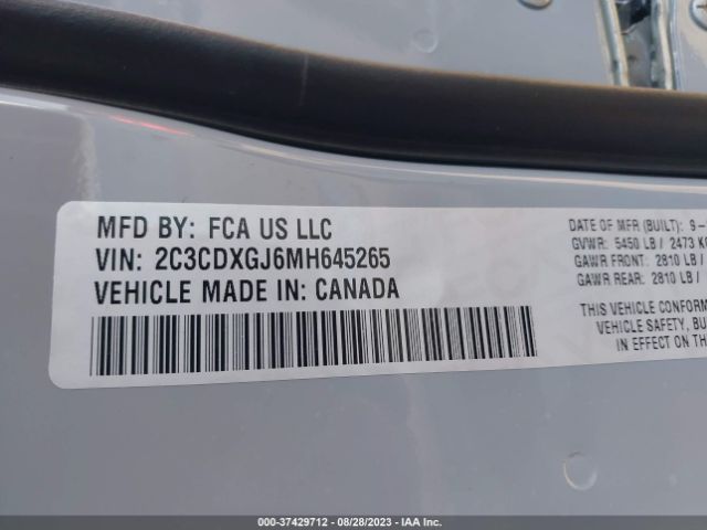 2C3CDXGJ6MH645265 Dodge Charger Scat Pack