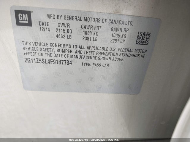 Chevrolet IMPALA LS 2015 2G11Z5SL4F9187734 Image 9