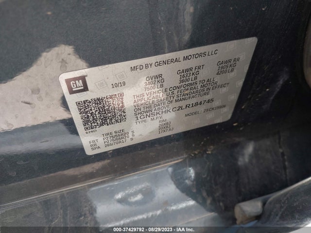 Chevrolet Suburban Lt 2020 1GNSKHKC2LR184745 Image 8