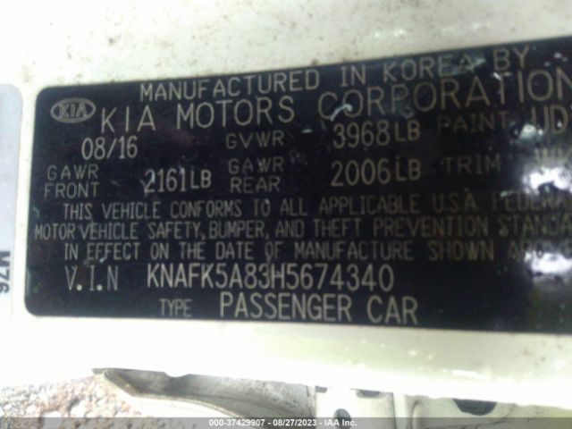 KNAFK5A83H5674340 KIA Forte5 Lx
