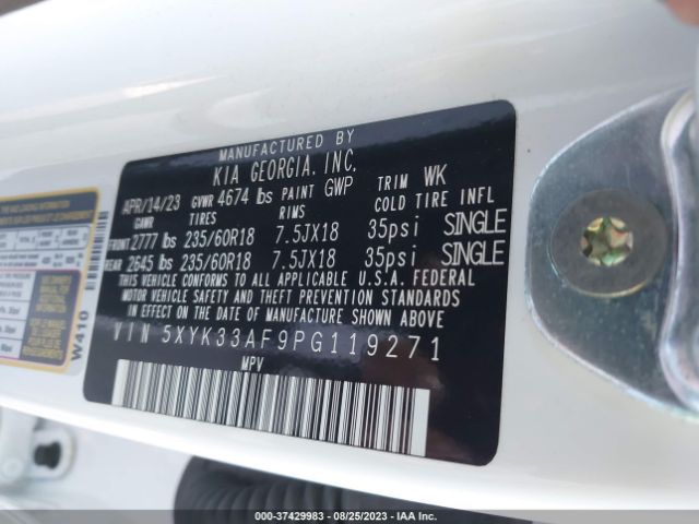 5XYK33AF9PG119271 KIA Sportage Ex