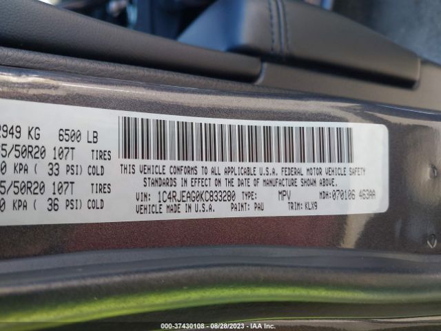 1C4RJEAG0KC833280 Jeep Grand Cherokee Altitude