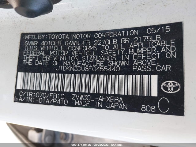 Toyota Prius Four 2015 JTDKN3DU8F0455440 Image 15