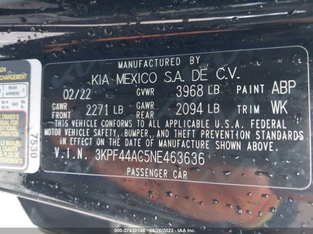 3KPF44AC5NE463636 KIA FORTE GT