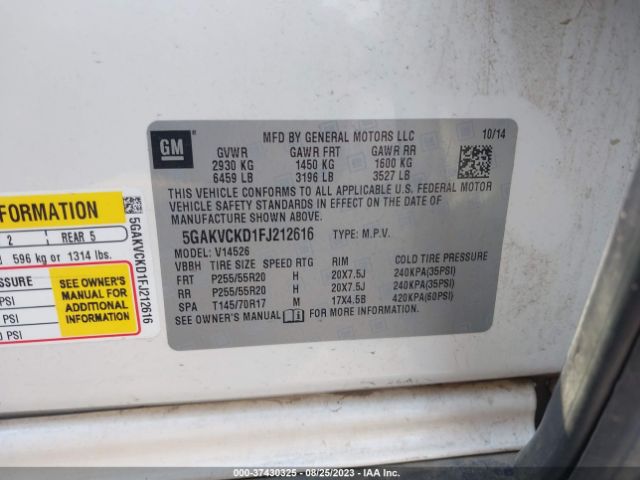5GAKVCKD1FJ212616 Buick Enclave Premium
