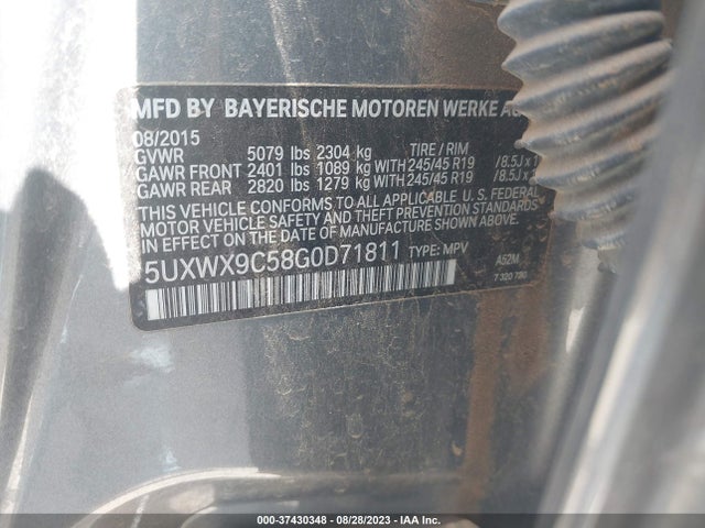 BMW X3 Xdrive28i 2016 5UXWX9C58G0D71811 Image 9