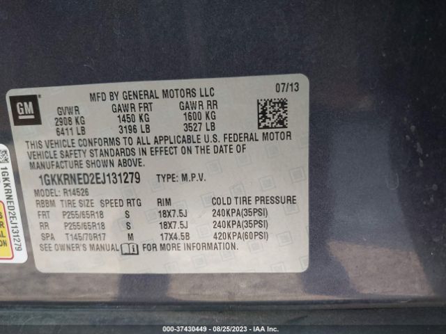 1GKKRNED2EJ131279 GMC ACADIA SLE