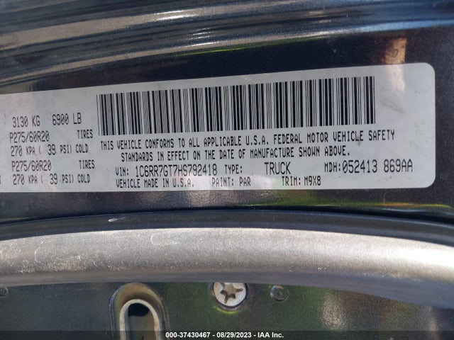 1C6RR7GT7HS792418 RAM 1500 Big Horn