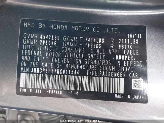 JHMCR6F57HC014544 Honda Accord Hybrid Ex-l