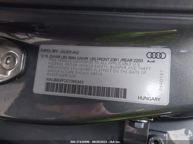 WAUB8GFF2G1065343 Audi A3 2.0t Premium