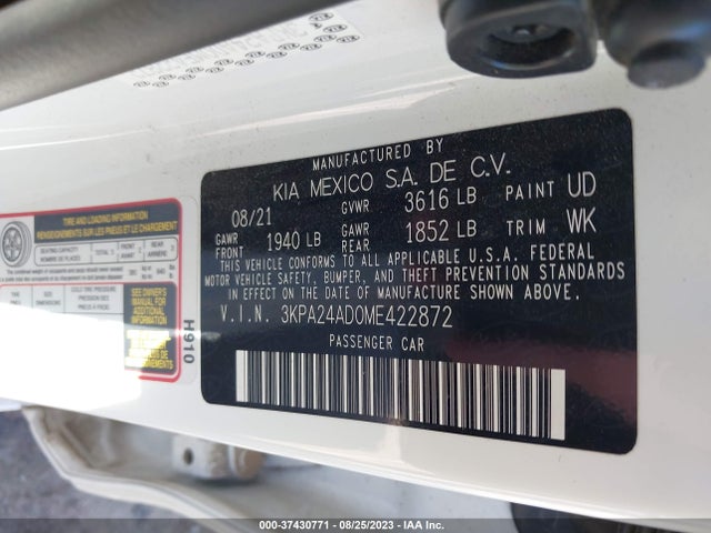 2021 KIA RIO LX VIN: 3KPA24AD0ME422872