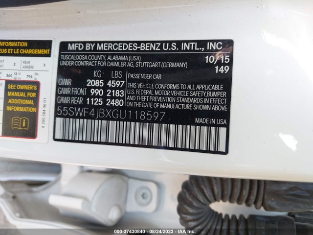 55SWF4JBXGU118597 Mercedes-Benz C-class C 300