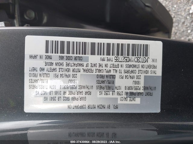 Mazda Cx-9 Touring 2021 JM3TCBCY1M0527785 Image 9