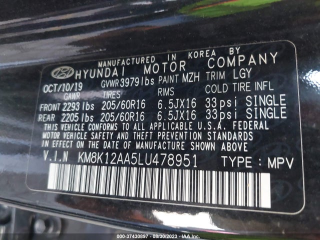 Hyundai Kona Se 2020 KM8K12AA5LU478951 Image 9