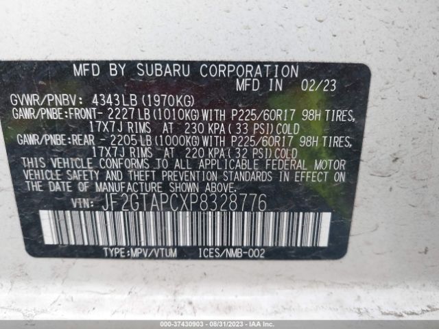 JF2GTAPCXP8328776 Subaru Crosstrek Premium