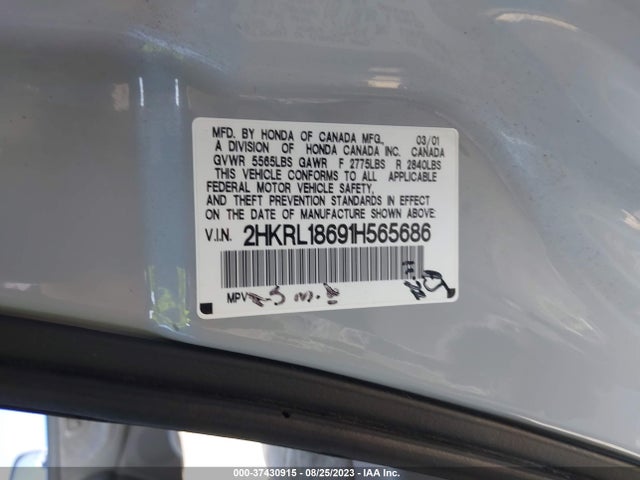 2001 HONDA ODYSSEY EX VIN: 2HKRL18691H565686