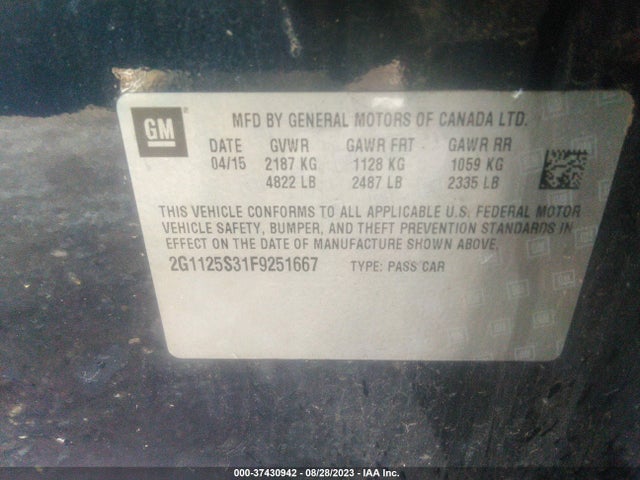 Chevrolet IMPALA LT 2015 2G1125S31F9251667 Image 15