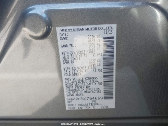 5N1AT2MT9GC764669 Nissan Rogue Sl