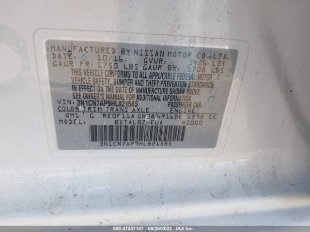 3N1CN7AP9HL821585 Nissan Versa Sedan Sv