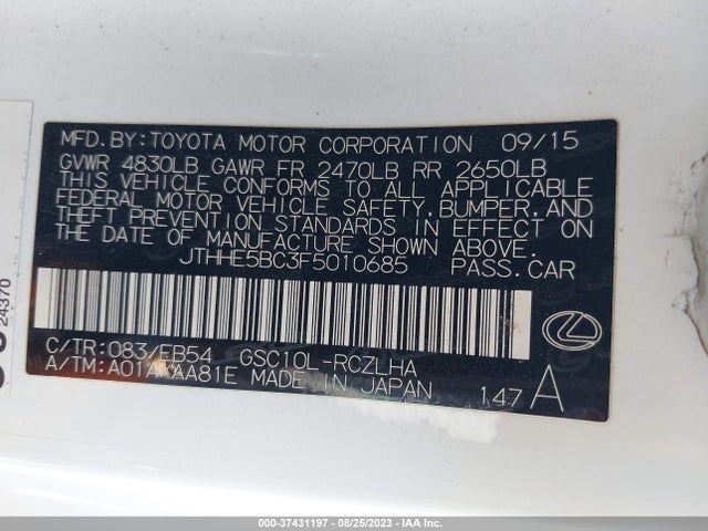 JTHHE5BC3F5010685 Lexus RC 350