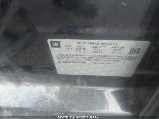 Chevrolet Sonic Rs 2015 1G1JG6SB2F4147187 Image 9