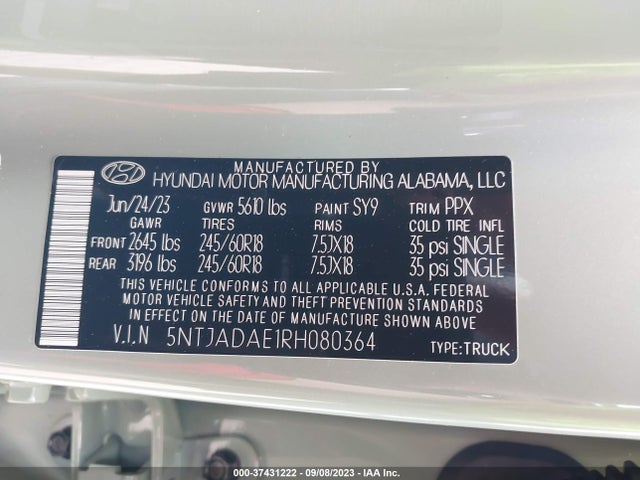 Hyundai Santa Cruz Se 2024 5NTJADAE1RH080364 Image 9