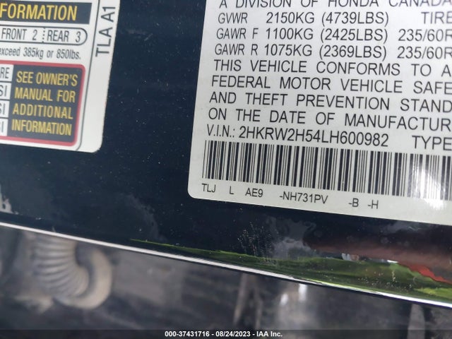 Honda CR-V EX 2020 2HKRW2H54LH600982 Image 9