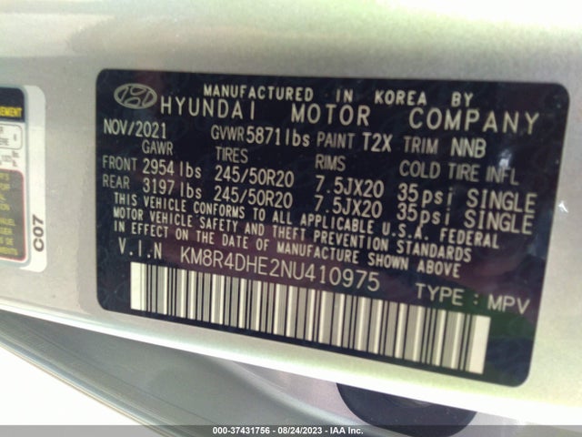 Hyundai Palisade Sel 2022 KM8R4DHE2NU410975 Image 9