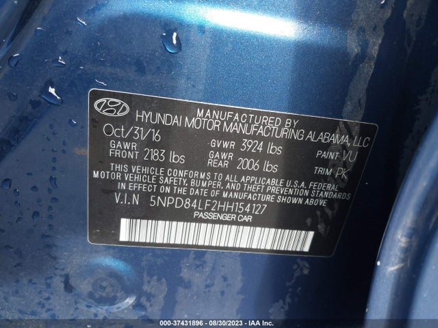 2017 HYUNDAI ELANTRA SE VIN: 5NPD84LF2HH154127