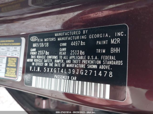 5XXGT4L39JG271478 KIA Optima Lx