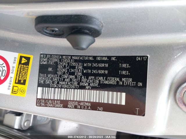 Toyota Highlander Xle/se 2017 5TDKZRFH9HS209777 Image 15